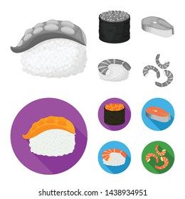 Isolated object of sushi and rice icon. Collection of sushi and tuna vector icon for stock.