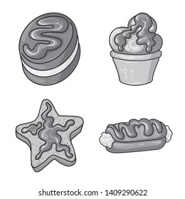 Isolated object of sweet and caramel sign. Set of sweet and culinary stock vector illustration.
