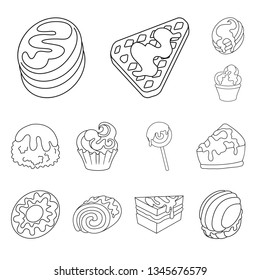 Isolated object of sweet and product icon. Collection of sweet and caramel stock vector illustration.