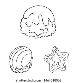Isolated object of sweet and product symbol. Set of sweet and caramel vector icon for stock.