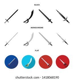 Isolated object of sword and blade logo. Set of sword and game  stock vector illustration.