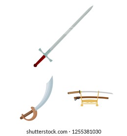 Isolated object of sword and blade sign. Set of sword and game  stock symbol for web.