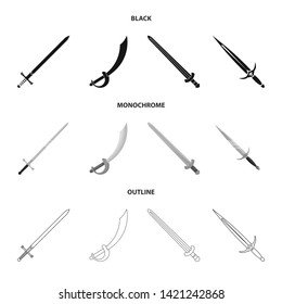 Isolated object of sword and blade sign. Collection of sword and game  vector icon for stock.