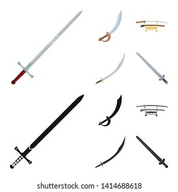 Isolated object of sword and blade symbol. Collection of sword and game  stock symbol for web.