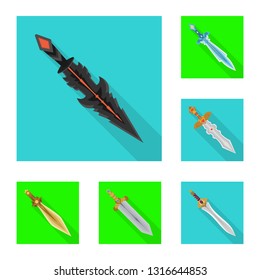 Isolated object of  and sword  icon. Collection of  and knife  stock symbol for web.