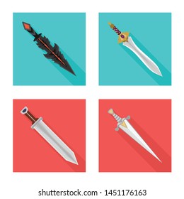 Isolated object of and sword sign. Collection of and knife vector icon for stock.