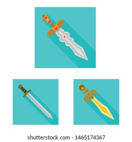 Isolated object of and sword sign. Collection of and knife vector icon for stock.