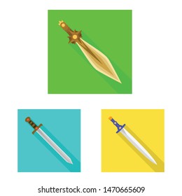 Isolated object of and sword sign. Collection of and knife stock vector illustration.