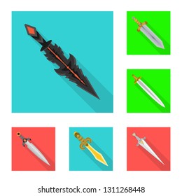Isolated object of  and sword  sign. Set of  and knife  vector icon for stock.