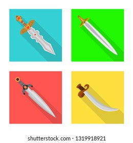 Isolated object of  and sword  symbol. Collection of  and knife  stock vector illustration.