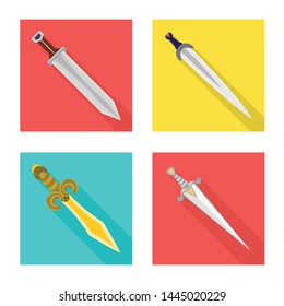 Isolated object of and sword symbol. Collection of and knife stock symbol for web.