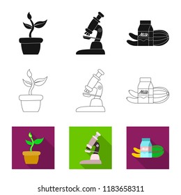 Isolated object of  and  symbol. Collection of  and  vector icon for stock.