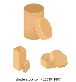 Isolated object of  and  symbol. Set of  and cardboard  stock symbol for web.