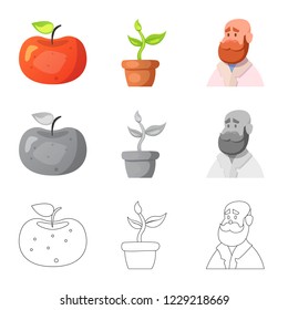Isolated object of  and  symbol. Set of  and  stock vector illustration.
