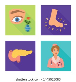 Isolated object of symptom and disease logo. Set of symptom and treatment vector icon for stock.