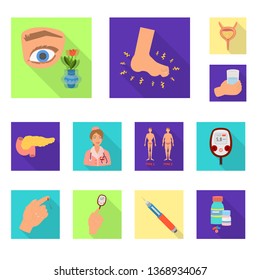 Isolated object of symptom and disease symbol. Set of symptom and treatment  vector icon for stock.