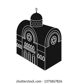 Isolated object of synagogue and church icon. Collection of synagogue and judaism stock vector illustration.