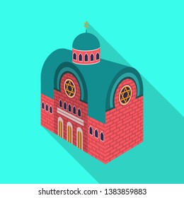 Isolated object of synagogue and church icon. Collection of synagogue and judaism vector icon for stock.