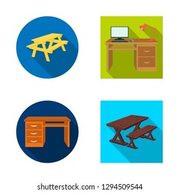 Isolated object of  and table  sign. Collection of  and  wooden  vector icon for stock.