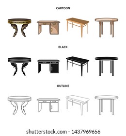 Isolated object of table and wooden icon. Collection of table and desk stock symbol for web.