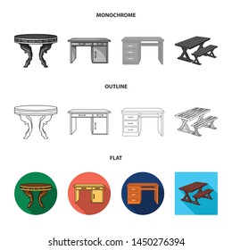 Isolated object of table and wooden icon. Collection of table and desk stock vector illustration.