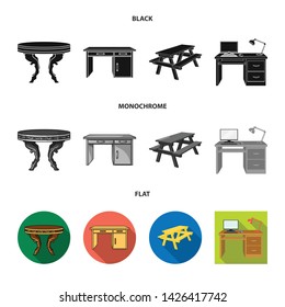 Isolated object of table and wooden logo. Collection of table and desk vector icon for stock.