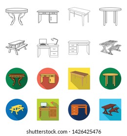 Isolated object of table and wooden logo. Set of table and desk vector icon for stock.