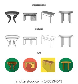 Isolated object of table and wooden logo. Set of table and desk stock vector illustration.