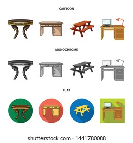 Isolated object of table and wooden logo. Set of table and desk stock vector illustration.