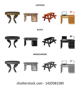 Isolated object of table and wooden symbol. Set of table and desk stock symbol for web.