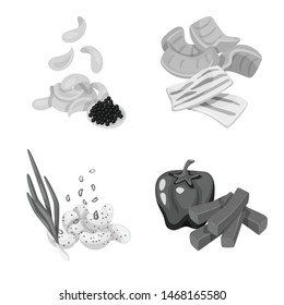 Isolated object of taste and cooking symbol. Set of taste and seasonin vector icon for stock.