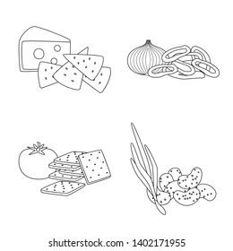 Isolated object of taste and crunchy logo. Collection of taste and cooking vector icon for stock.