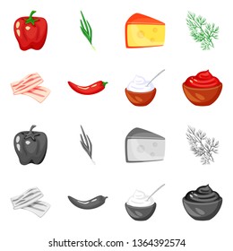 Isolated object of taste and product icon. Set of taste and cooking stock symbol for web.
