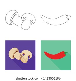 Isolated object of taste and product icon. Set of taste and cooking vector icon for stock.