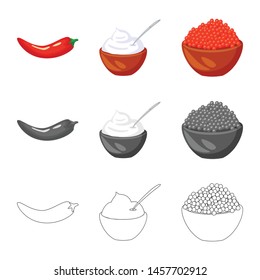 Isolated object of taste and product icon. Set of taste and cooking stock vector illustration.