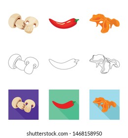 Isolated object of taste and product icon. Collection of taste and cooking vector icon for stock.
