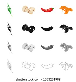 Isolated object of taste and product logo. Set of taste and cooking stock symbol for web.