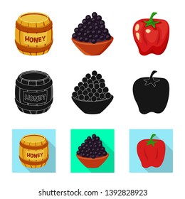 Isolated object of taste and product logo. Set of taste and cooking stock vector illustration.