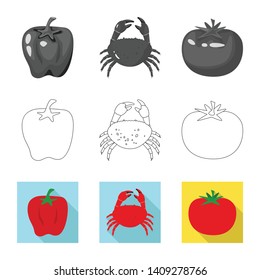 Isolated object of taste and product logo. Collection of taste and cooking stock vector illustration.
