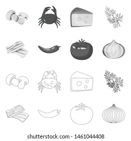 Isolated object of taste and product logo. Set of taste and cooking stock vector illustration.
