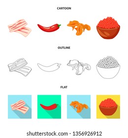 Isolated object of taste and product sign. Set of taste and cooking stock symbol for web.