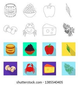 Isolated object of taste and product sign. Collection of taste and cooking stock vector illustration.