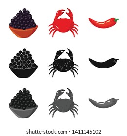 Isolated object of taste and product sign. Collection of taste and cooking stock symbol for web.