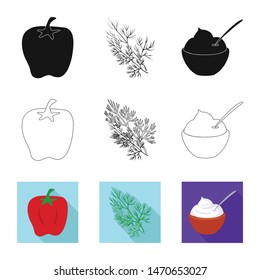 Isolated object of taste and product sign. Set of taste and cooking stock vector illustration.