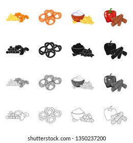Isolated object of taste and seasonin sign. Collection of taste and organic   stock vector illustration.