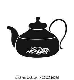 Isolated object of teapot and hibiscus symbol. Graphic of teapot and tea vector icon for Stock.
