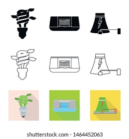 Isolated object of technology and organic logo. Collection of technology and alternative stock vector illustration.