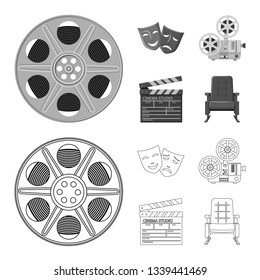Isolated object of television and filming icon. Set of television and viewing vector icon for stock.