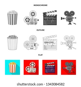 Isolated object of television and filming icon. Set of television and viewing vector icon for stock.