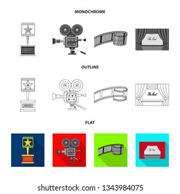 Isolated object of television and filming icon. Collection of television and viewing stock symbol for web.